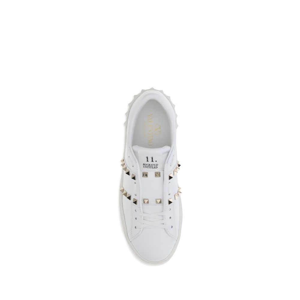 Rockstud Untitled Flatform Sneakers - Platinum Studded Calfskin Platform