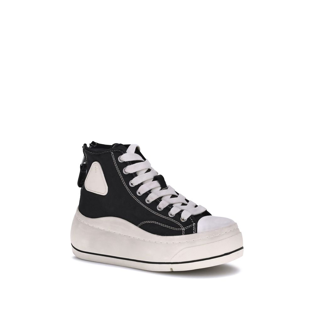 High-Top Platform Sneakers with Worn-Effect Sole