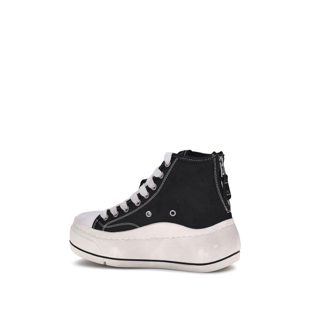 High-Top Platform Sneakers with Worn-Effect Sole