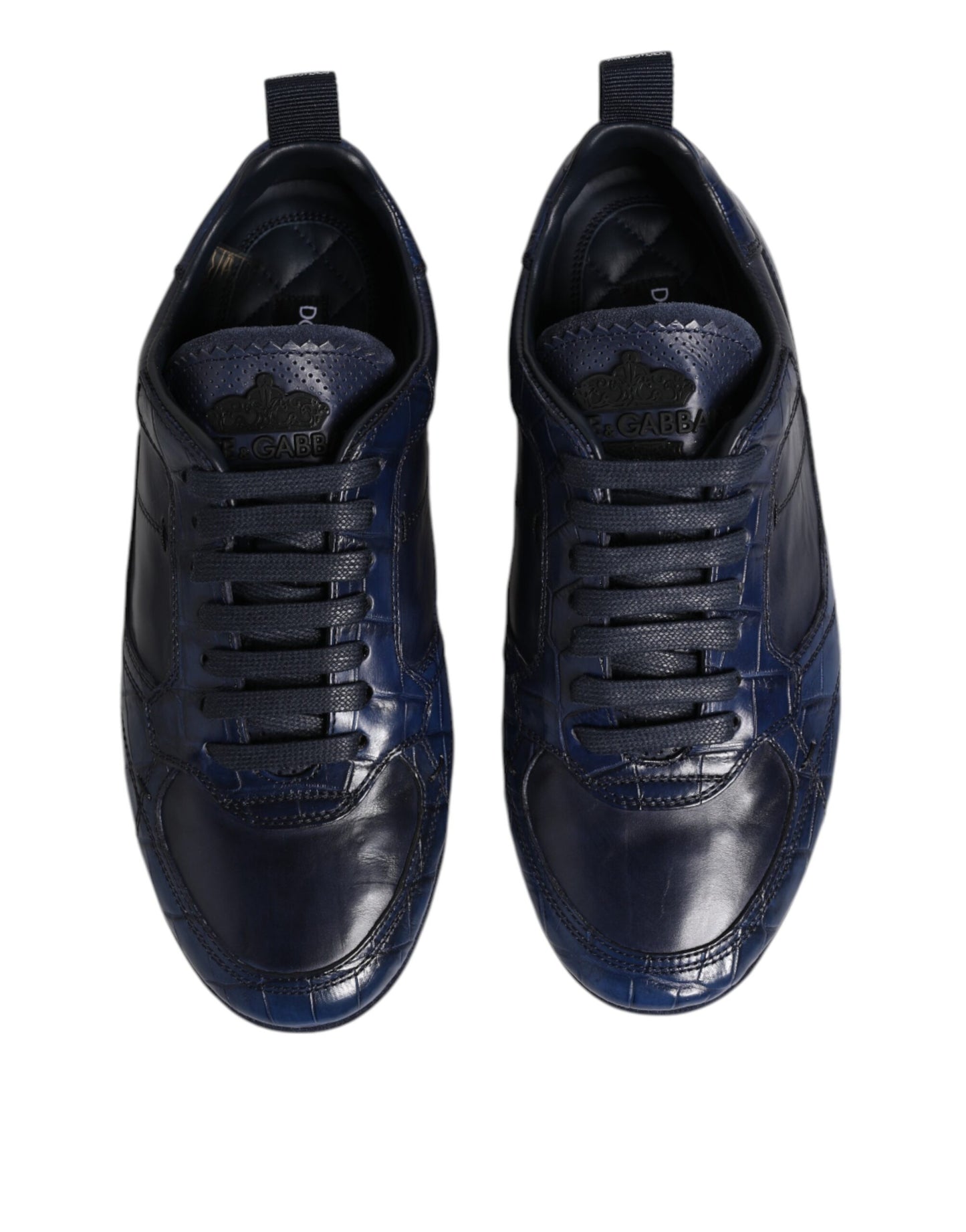 Dolce & Gabbana Dark Blue Leather Low-Top Men's Sneakers