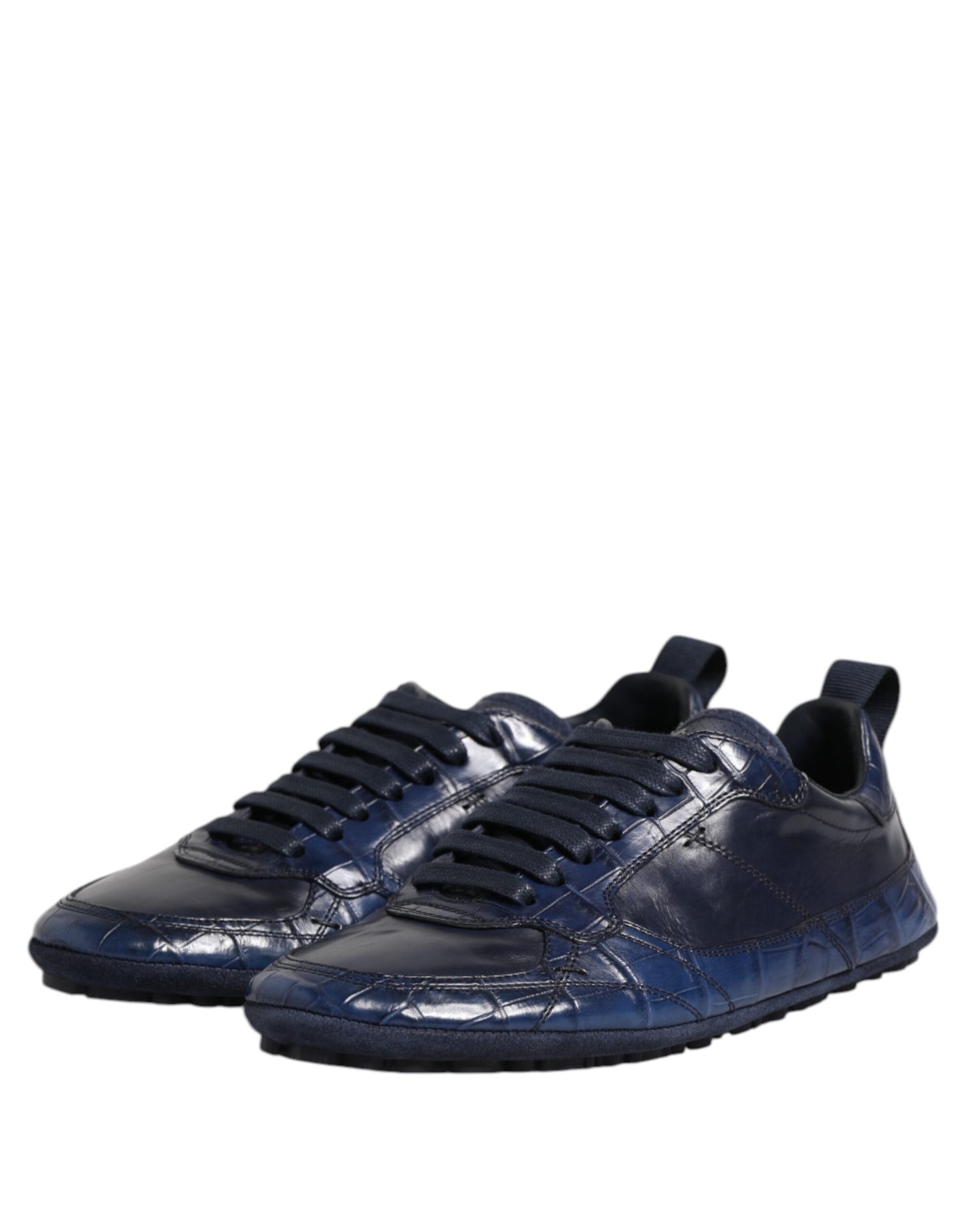 Dolce & Gabbana Dark Blue Leather Low-Top Men's Sneakers