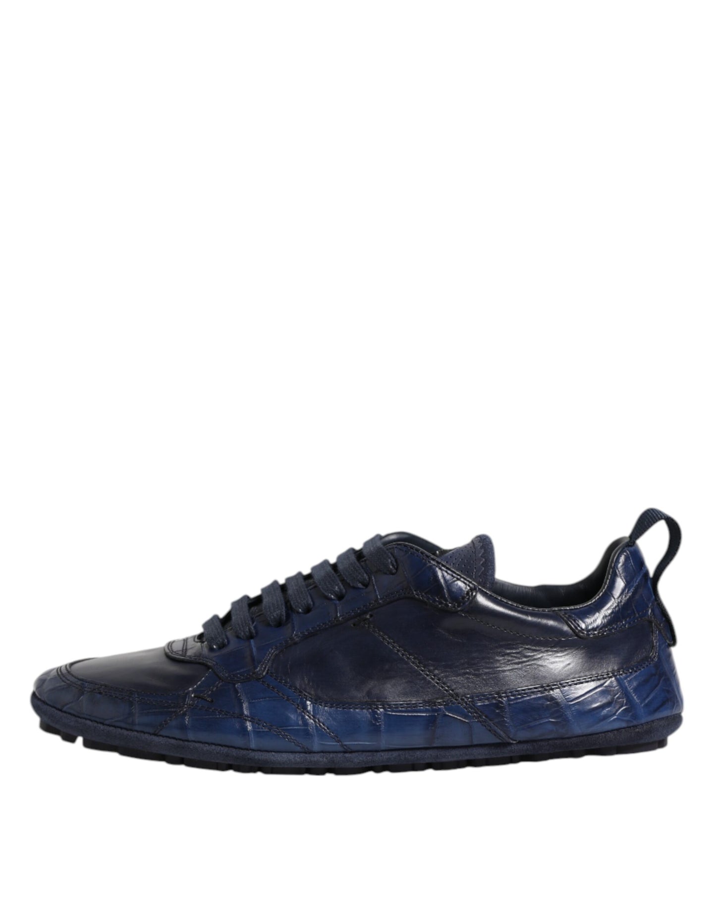 Dolce & Gabbana Dark Blue Leather Low-Top Men's Sneakers