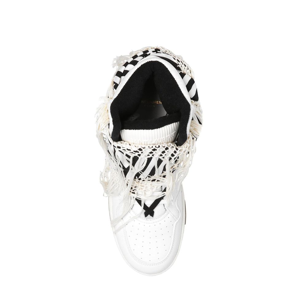 Italian Leather High-Top Sneakers with Perforated Details