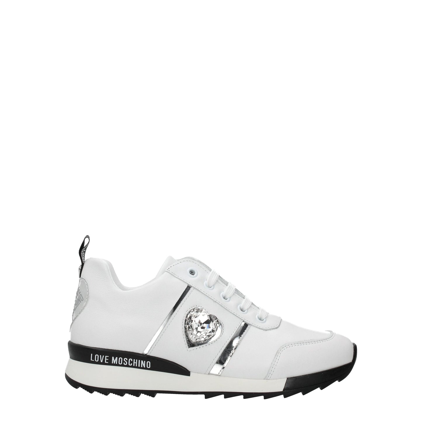 Love Moschino White Leather Low-Top Sneakers