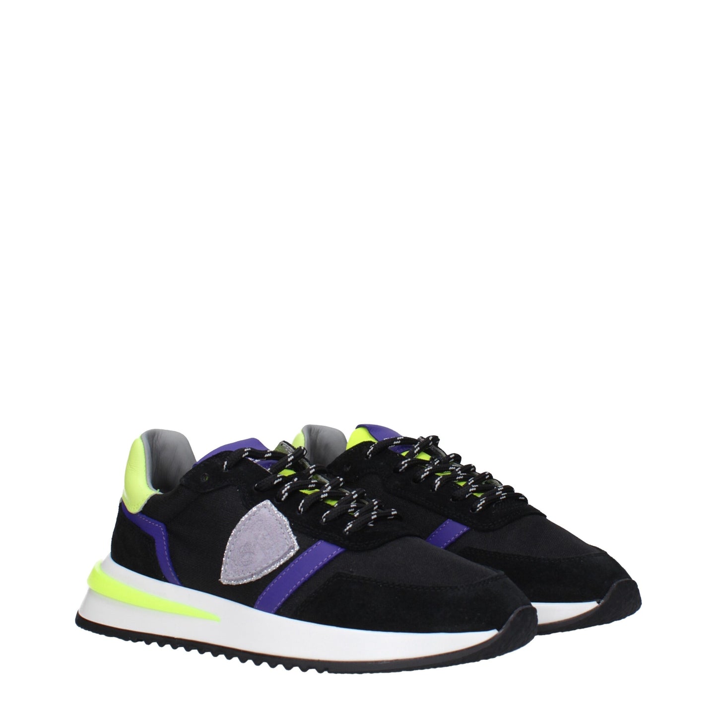Black Fabric Athletic Sneakers with Vintage Effect