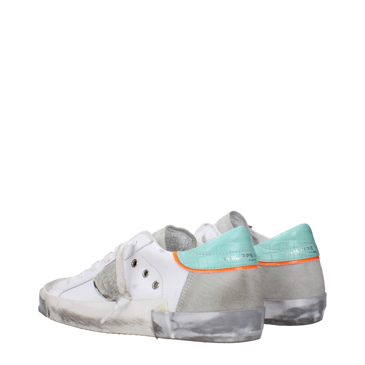 White Leather Low-Top Sneakers with Vintage Details