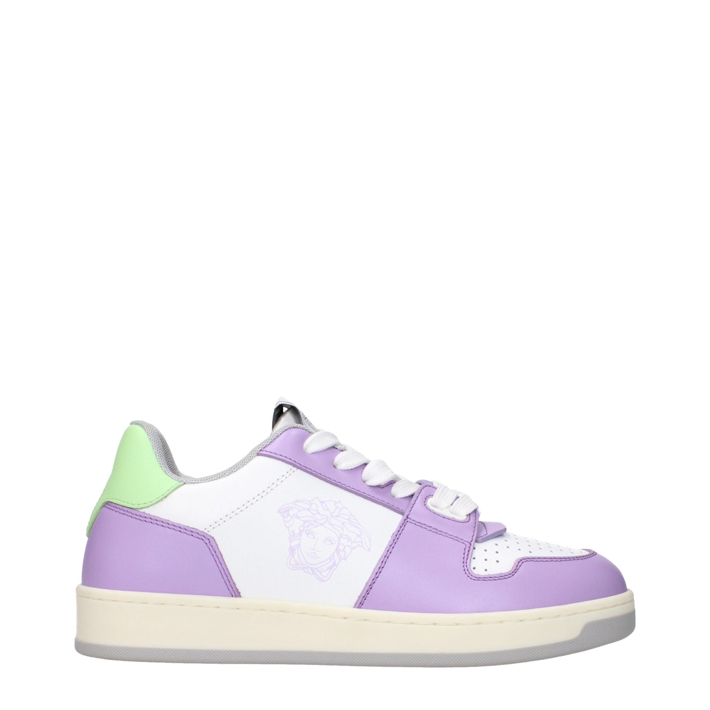 White Leather Low-Top Sneakers with Logo Details
