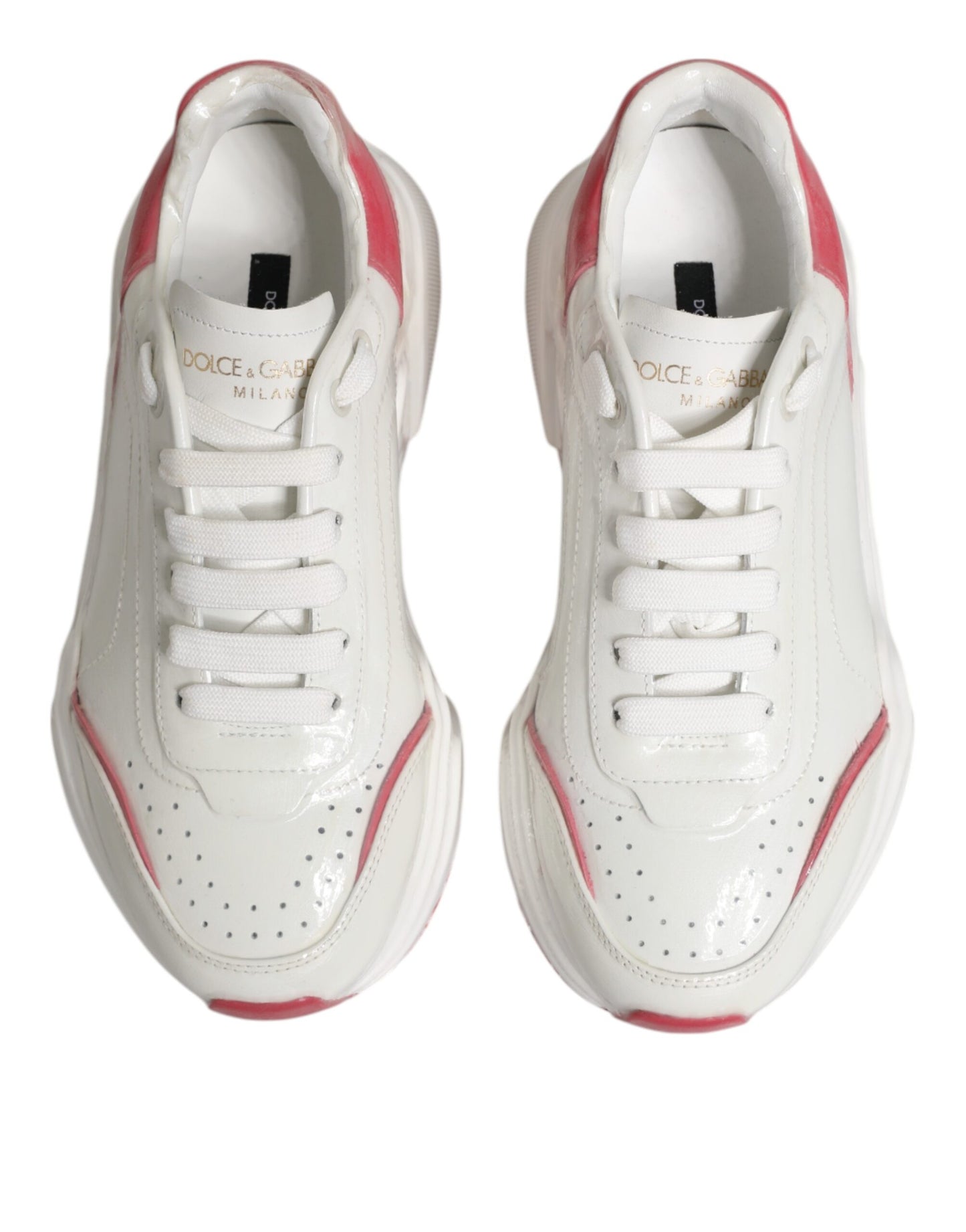 Dolce & Gabbana White and Pink Daymaster Low-Top Sneakers