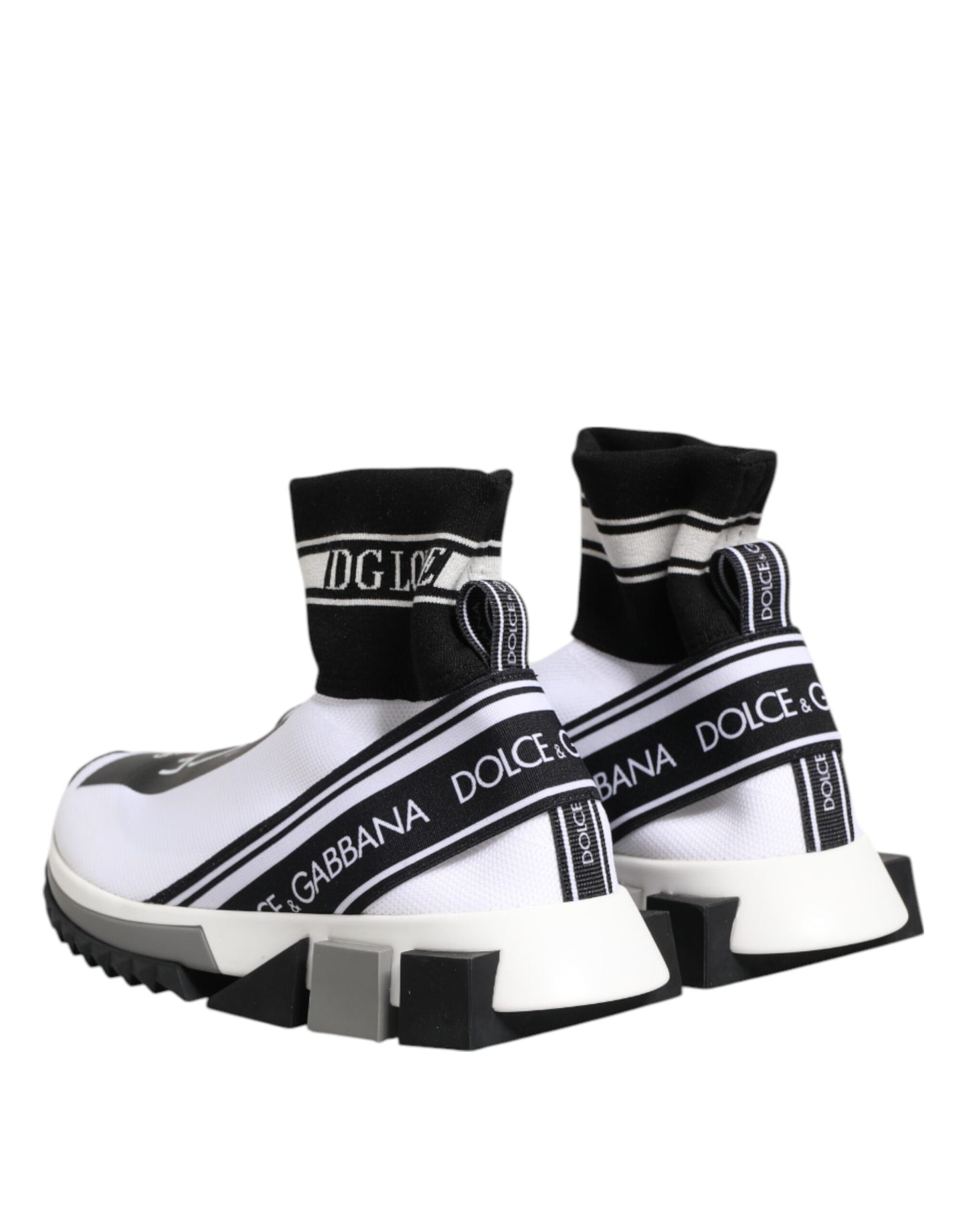 Dolce & Gabbana White and Black Sorrento Socks Sneakers