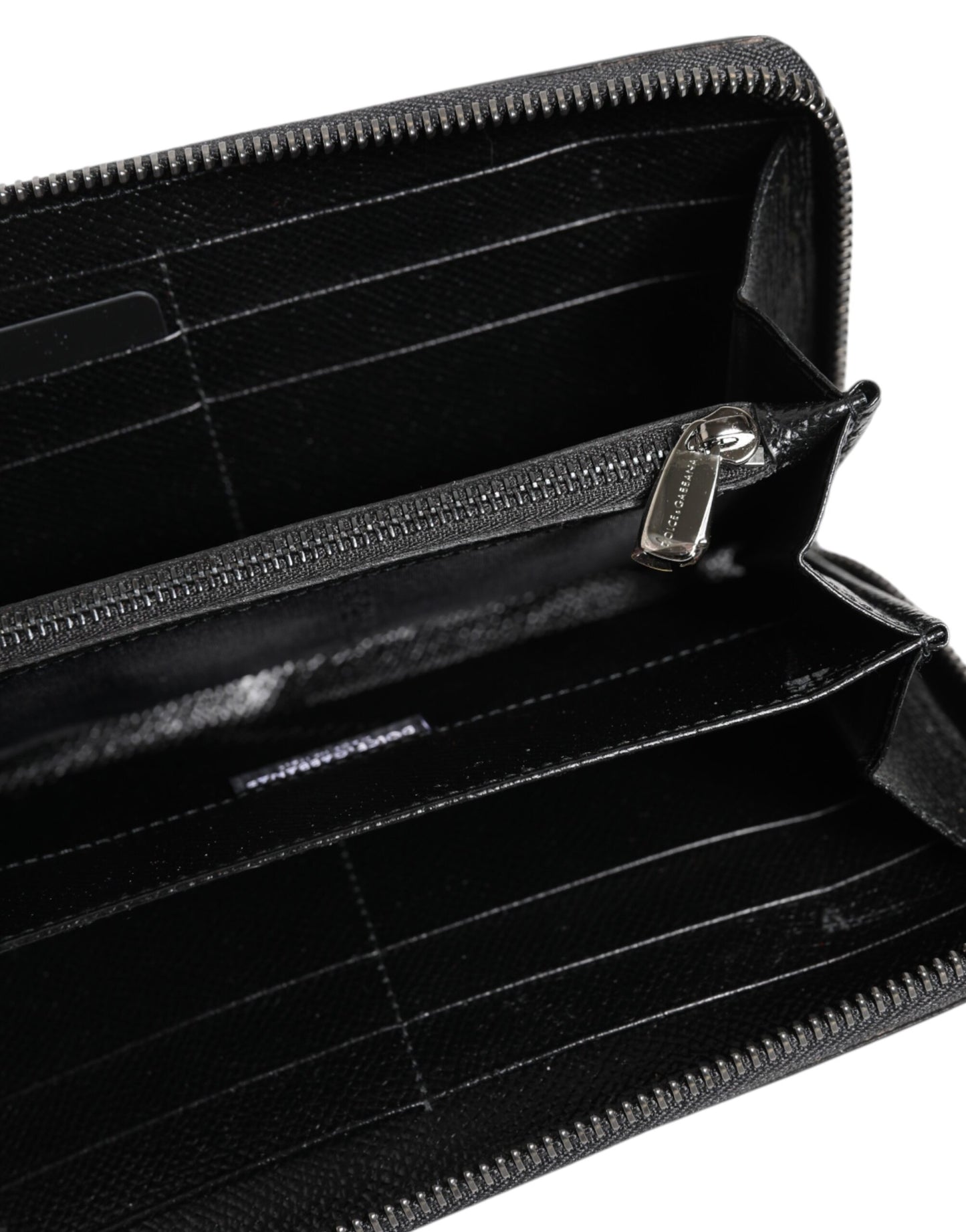 Dolce & Gabbana Black Gray Leopard Leather Zip-Around Continental Wallet