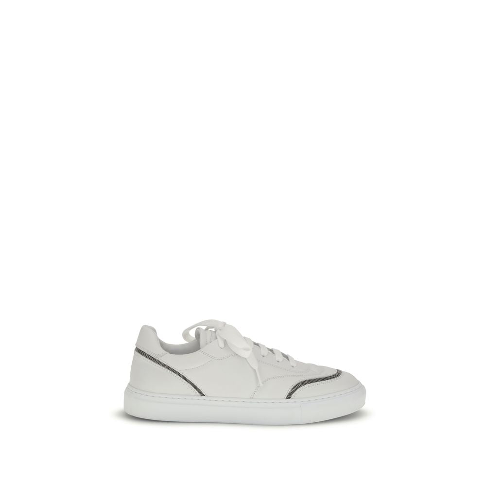 Leather Sneakers with Shiny Monili Details