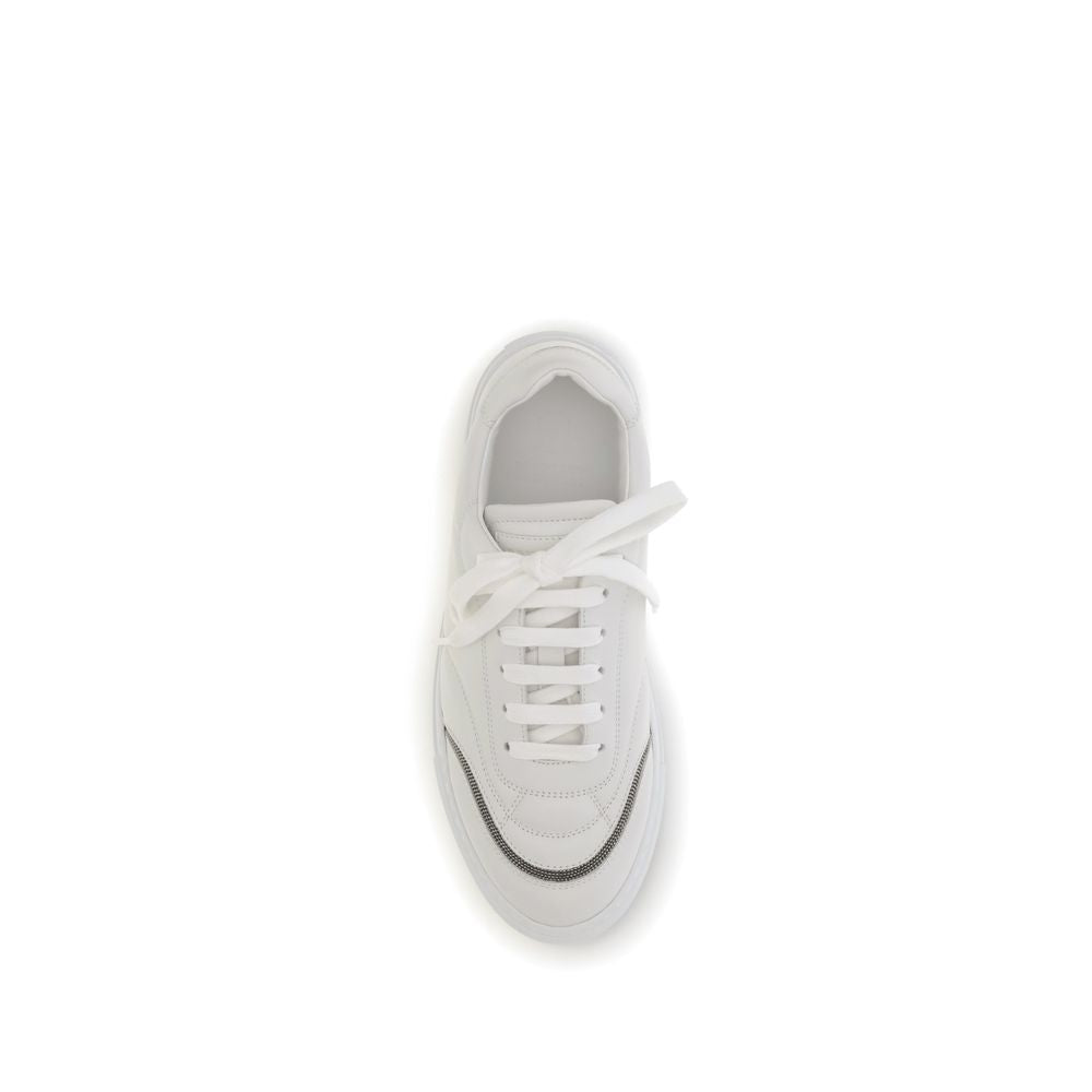 Leather Sneakers with Shiny Monili Details