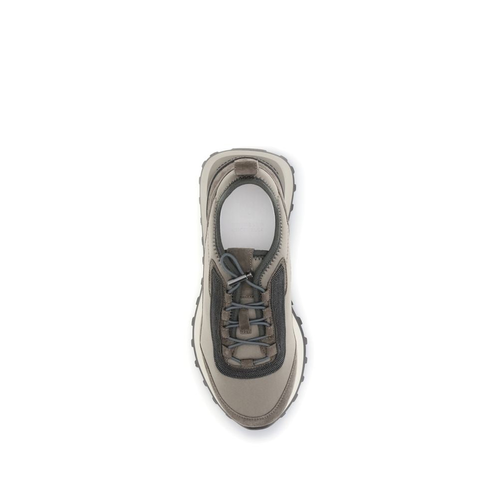Italian Leather Sneakers with Sparkling Jewel Details
