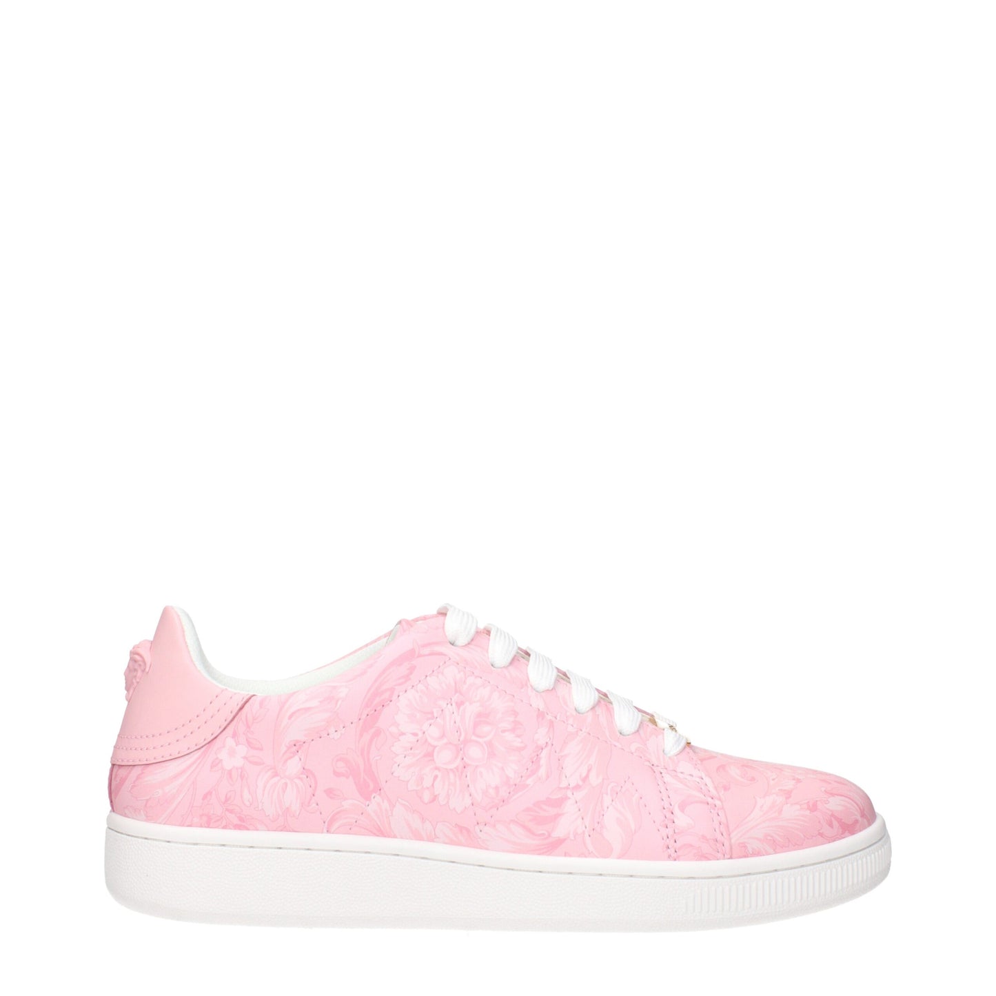 Pink Leather Sneakers with Logo Detail