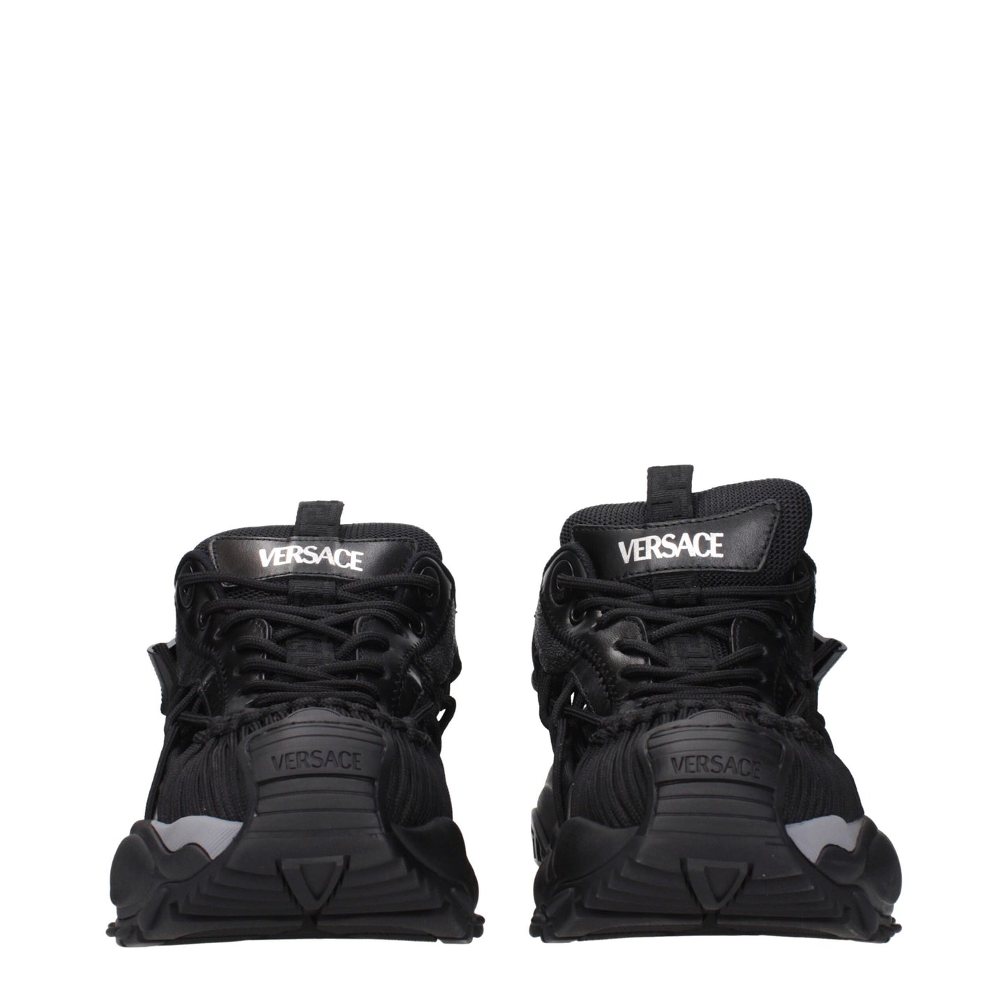 Black Leather Athletic Sneakers with Logo Details