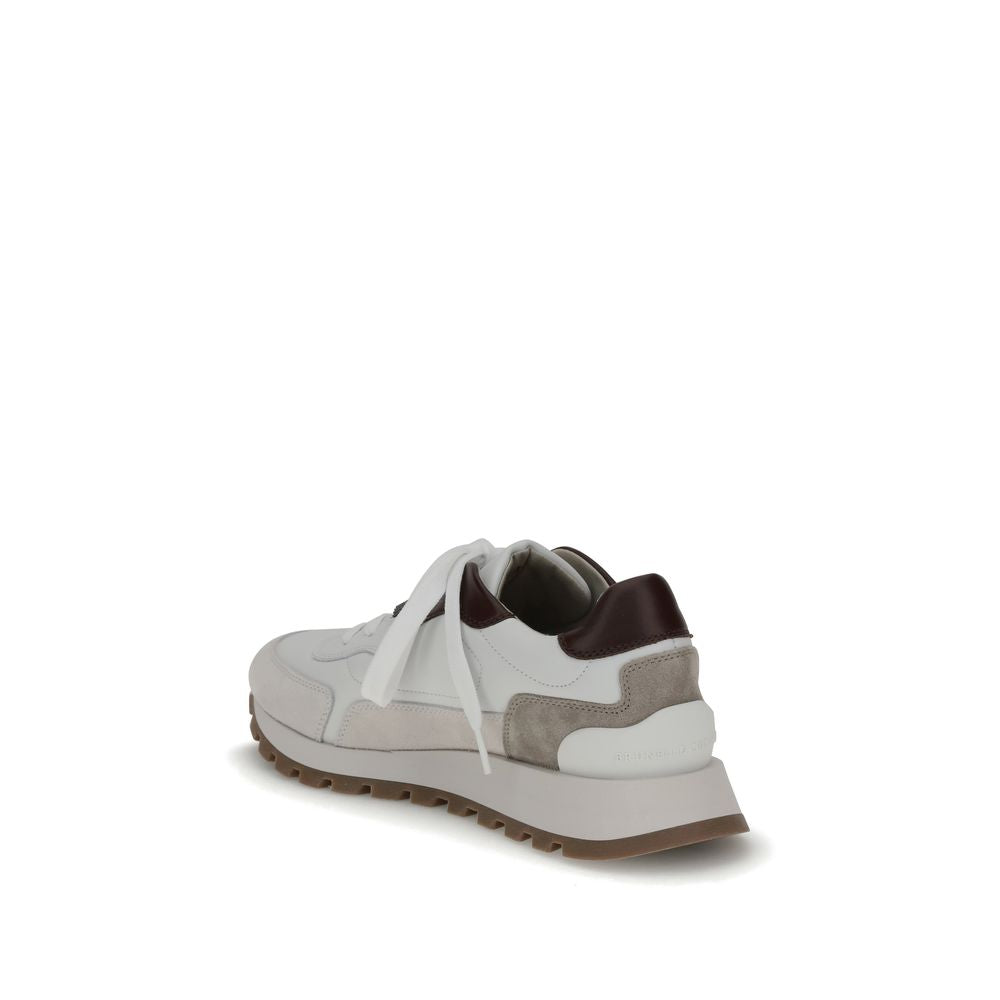 Leather Sneakers with Shiny Jewel Details