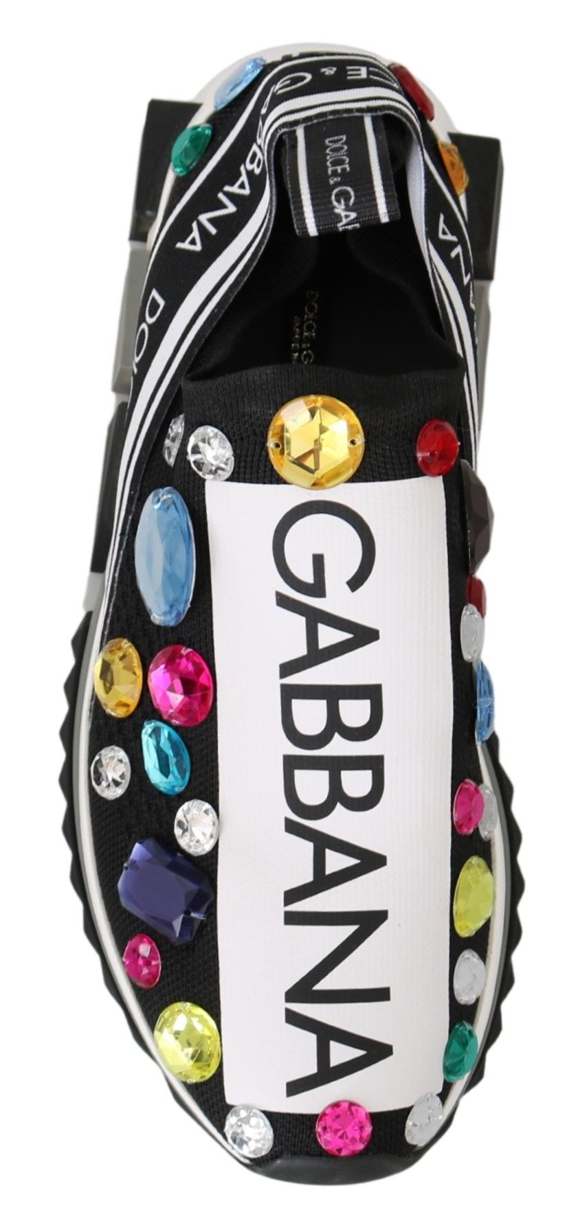 Dolce &amp; Gabbana Black Multicolor Crystal Sneakers