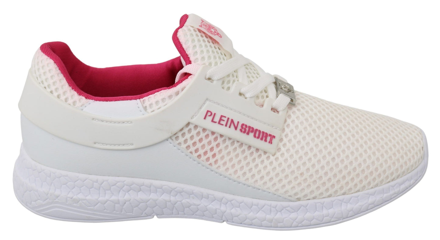 Philipp Plein White Pink Polyester Becky Sneakers