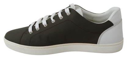 Dolce &amp; Gabbana White and Green Leather Low-Top Sneakers