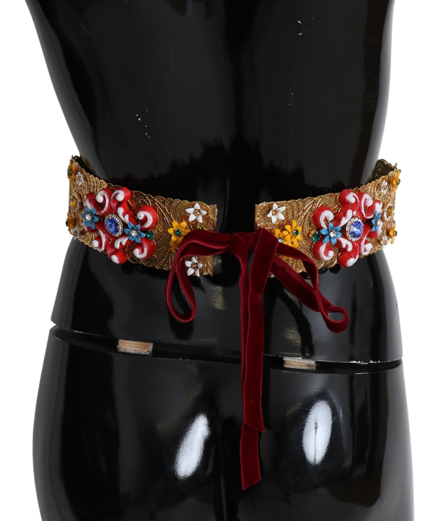 Dolce &amp; Gabbana Multicolor Embellished Floral Crystal Wide Waist Belt