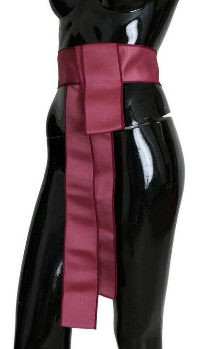 Dolce &amp; Gabbana Pink 100% Silk 3-Button Closure Wide Waist Belt