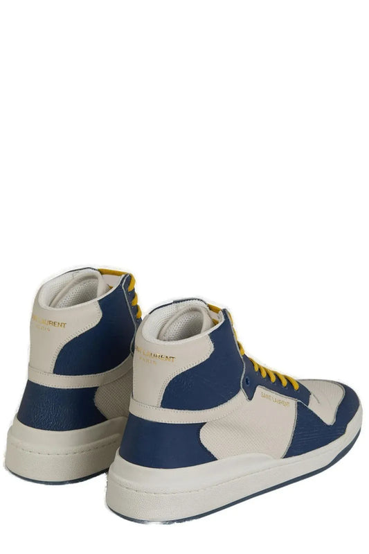 Saint Laurent: Elevate Your Style with Mid-Top Blue Luxury Sneakers