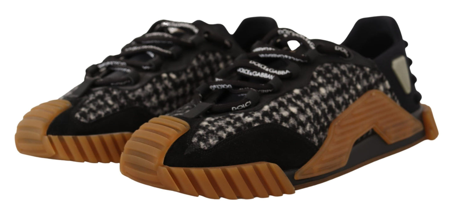 Dolce &amp; Gabbana Black and White Fabric Lace-Up NS1 Sneakers