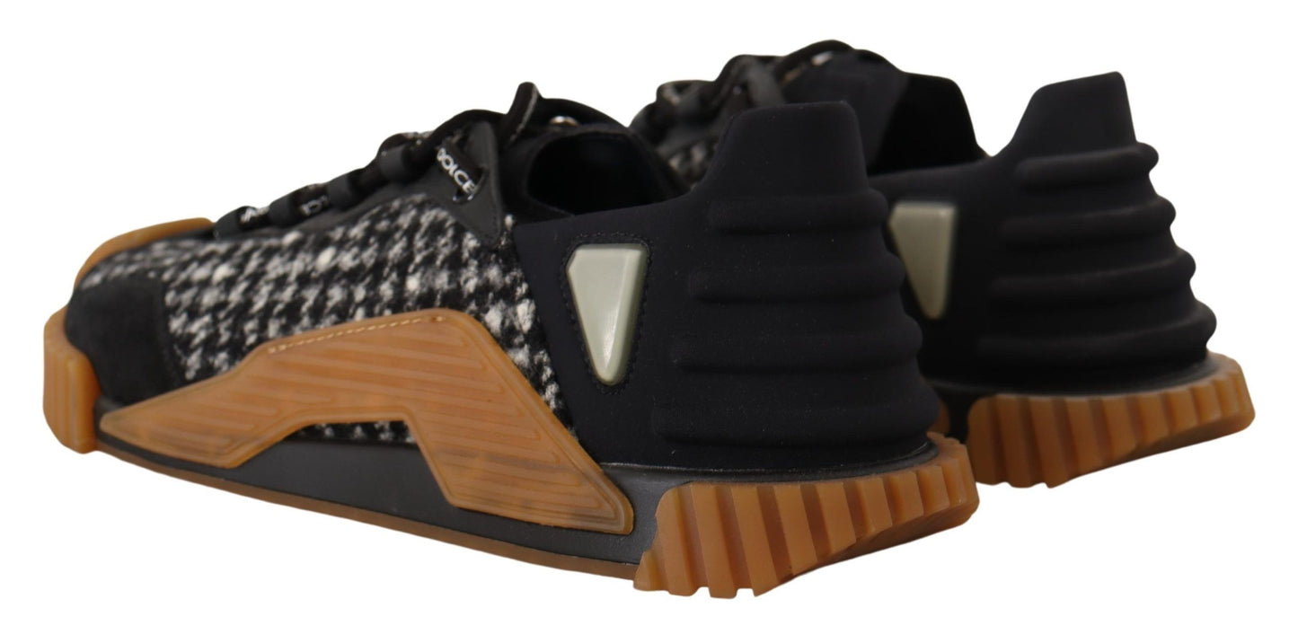 Dolce &amp; Gabbana Black and White Fabric Lace-Up NS1 Sneakers