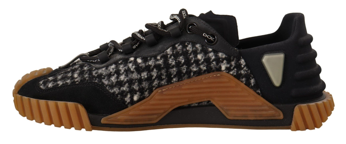 Dolce &amp; Gabbana Black and White Fabric Lace-Up NS1 Sneakers
