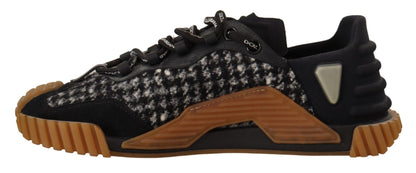 Dolce &amp; Gabbana Black and White Fabric Lace-Up NS1 Sneakers