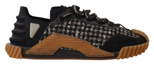 Dolce &amp; Gabbana Black and White Fabric Lace-Up NS1 Sneakers