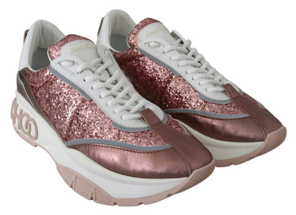 Glitter Sneakers - Pink Candyfloss Leather with Sparkle Detail