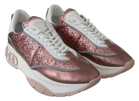 Glitter Sneakers - Pink Candyfloss Leather with Sparkle Detail