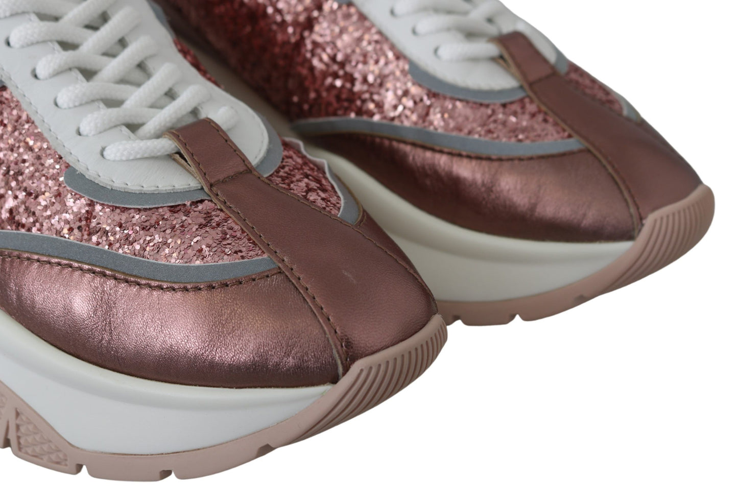 Glitter Sneakers - Pink Candyfloss Leather with Sparkle Detail