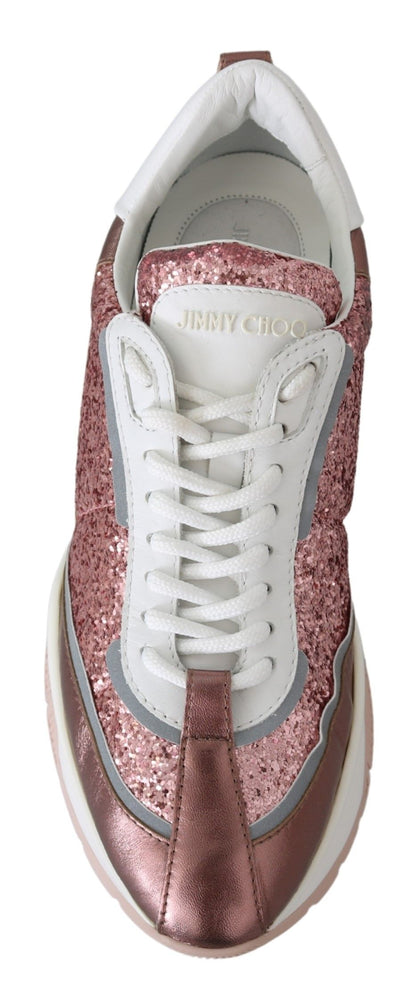 Glitter Sneakers - Pink Candyfloss Leather with Sparkle Detail