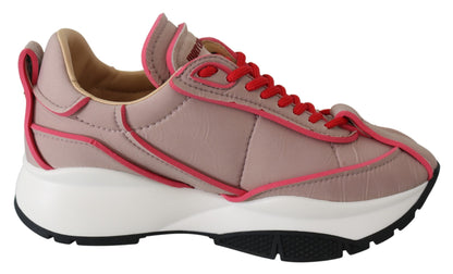 Ballet Pink Padded Nylon Sneakers with Red Accents