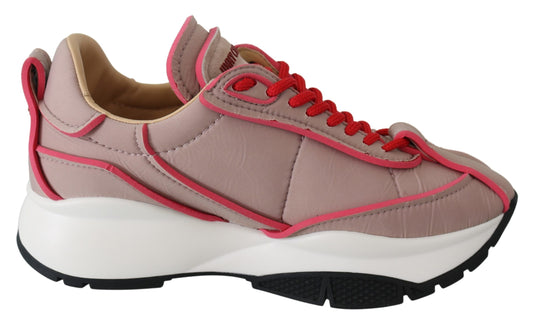 Ballet Pink Padded Nylon Sneakers with Red Accents