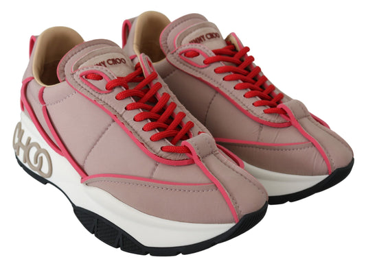 Ballet Pink Padded Nylon Sneakers with Red Accents
