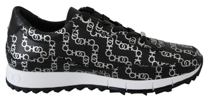 Jimmy Choo Elegant Black &amp; Silver Leather Sneakers