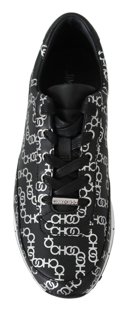 Jimmy Choo Elegant Black &amp; Silver Leather Sneakers