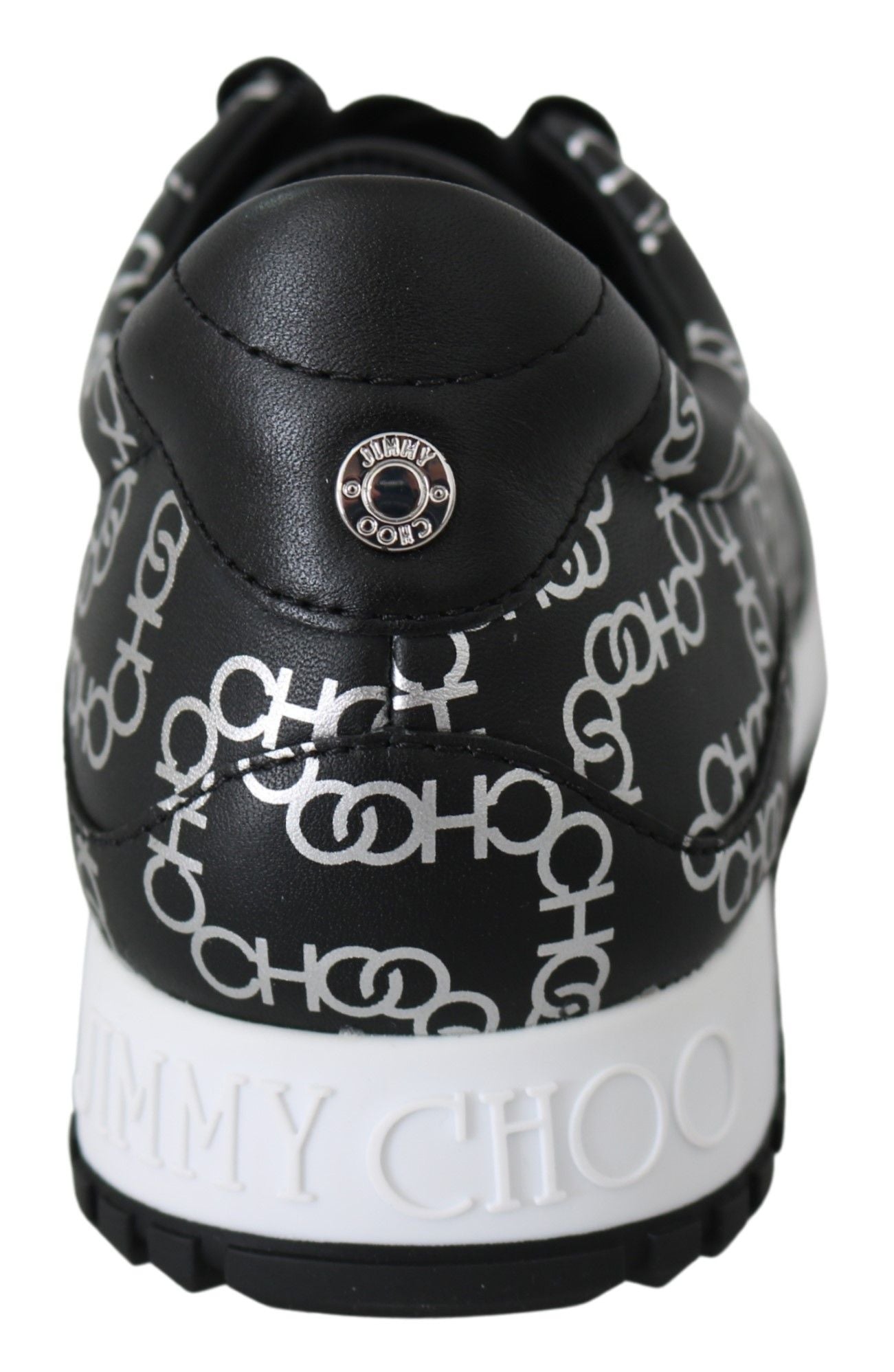Jimmy Choo Elegant Black &amp; Silver Leather Sneakers