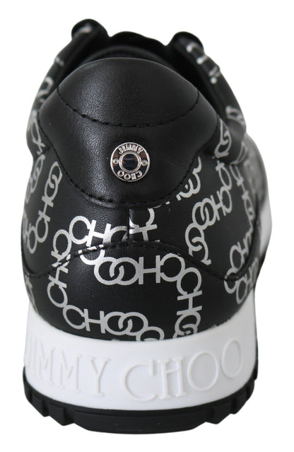 Jimmy Choo Elegant Black &amp; Silver Leather Sneakers