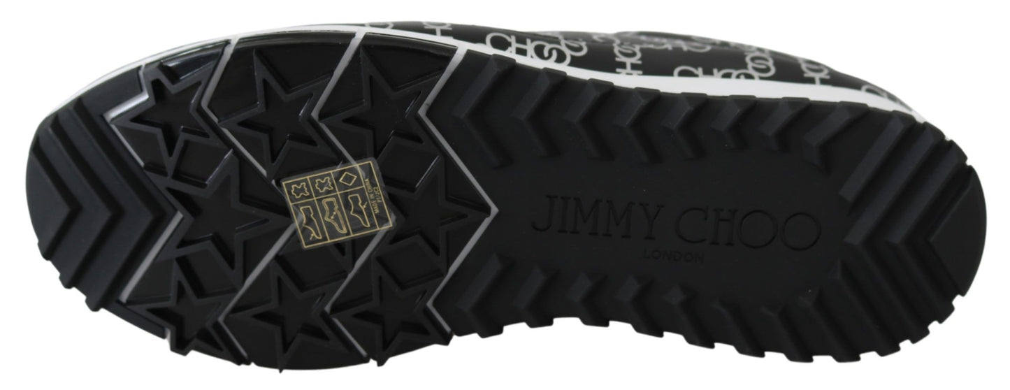 Jimmy Choo Elegant Black &amp; Silver Leather Sneakers