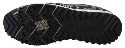 Jimmy Choo Elegant Black &amp; Silver Leather Sneakers