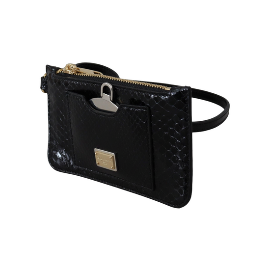 Black Leather Coin Purse Wristlet Mirror Agnese Wallet