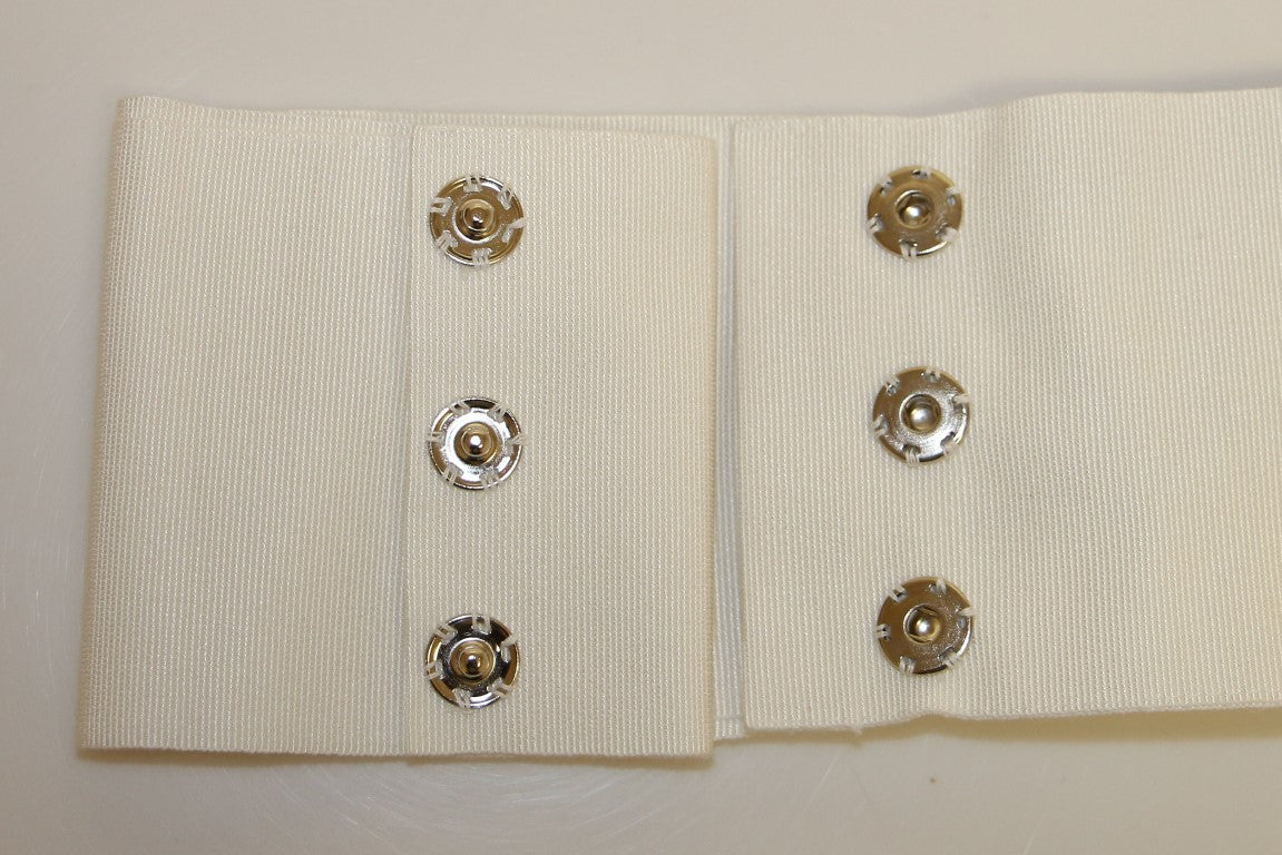 Dolce &amp; Gabbana White Crystal Brass Wide Waist Runway Belt