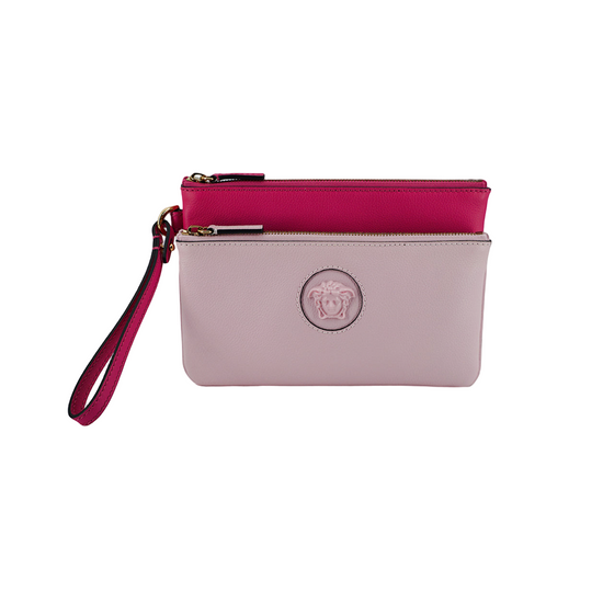 Elegant Pink Leather Pouch Clutch