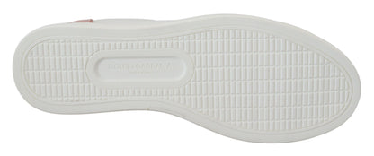 Dolce &amp; Gabbana White and Pink Leather Low-Top Sneakers