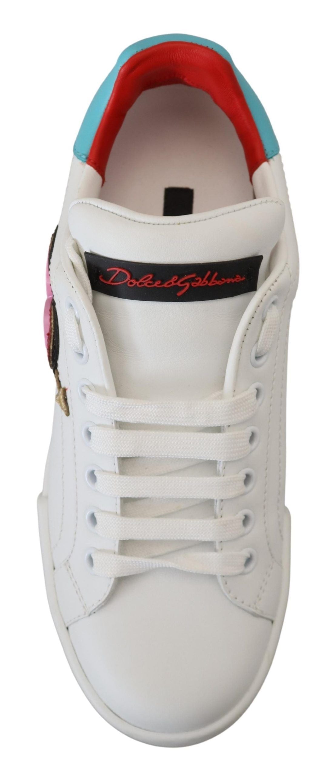 Dolce &amp; Gabbana White Leather Sneaker Portofino Logo Heart Shoes