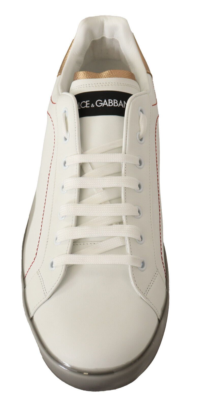 Dolce &amp; Gabbana White Gold Leather Low-Top Sneakers Casual Shoes